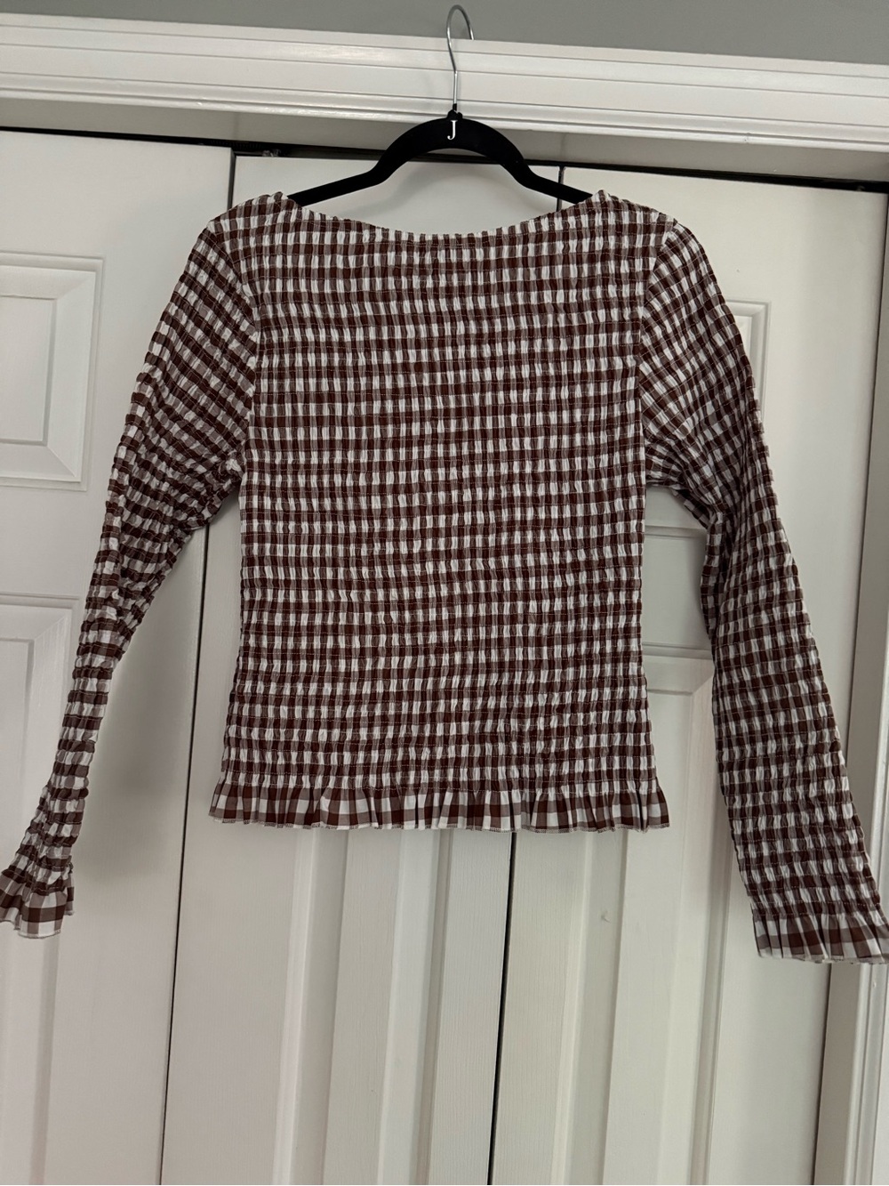 Brown and White Checkered Shirt
